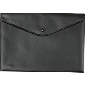 Dokumententasche FolderSys, schwarzer Druckknopfverschluss, Polypropylen, Format A4, schwarz, 10 Stück