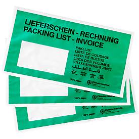 Image of Dokumententasche Lieferschein/Rechnung, DIN lang, mit Fenster, schwarz auf grün, Pergamin-Papier, 250 Stck.