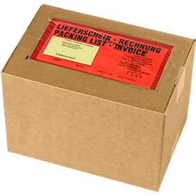Dokumententasche Lieferschein/Rechnung, DIN lang, selbstklebend, PCR-Polyethylen, rot, 250 Stück