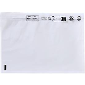Dokumententasche/Lieferscheintasche SecurePack, C5, ohne Aufdruck, selbstklebend, wasserfest, FSC®-Kraftpapier, transparent, 250 Stück