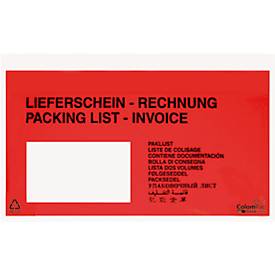 Dokumententasche/Lieferscheintasche SecurePack, DIN lang, mit Aufdruck, Sichtfenster, selbstklebend, wasserfest, PCR & F