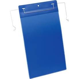 Dokumententaschen mit Drahtbügel, B 210 x H 297 mm (A4 hoch), 50 Stück, blau