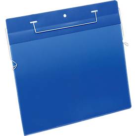 Dokumententaschen mit Drahtbügel, B 297 x H 210 mm (DIN A4 quer), 50 Stück, blau