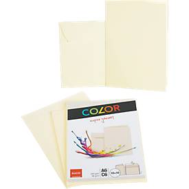 Doppelkarten ELCO Color, blanko, A6, 200 g/m², inkl. passenden Umschlägen C6, 90 g/m², Set mit jeweils 10 Stück, chamois