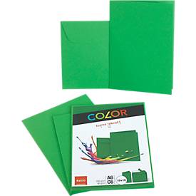 Doppelkarten ELCO Color, blanko, A6, 200 g/m², inkl. passenden Umschlägen C6, 90 g/m², Set mit jeweils 10 Stück, grün