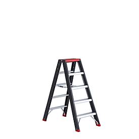 Doppelstufenstehleiter Professional Topline, Aluminium, 10 Stufen, schwarz