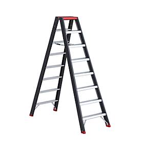 Doppelstufenstehleiter Professional Topline, Aluminium, 16 Stufen, schwarz