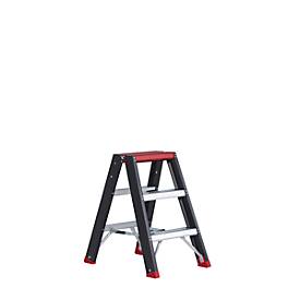 Doppelstufenstehleiter Professional Topline, Aluminium, 2x3 Stufen, schwarz