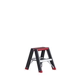 Doppelstufenstehleiter Professional Topline, Aluminium, 4 Stufen, schwarz
