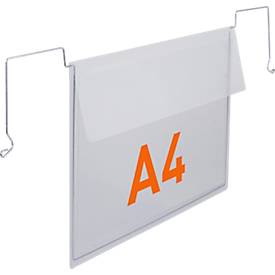 Drahtbügeltasche Durable, DIN A4 quer, mit Schutzklappe, B 535 x H 280 mm, PP, transparent, 50 Stück