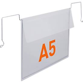 Drahtbügeltasche Durable, DIN A5 quer, mit Schutzklappe, B 450 x H 205 mm, PP, transparent, 50 Stück