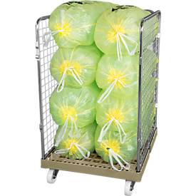 Drahtgitterbehälter 3-seitig, 1020 auf Kunststoffrollbehälter, grau RAL7032