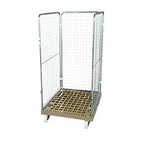 Drahtgitterbehälter 3-seitig, 1350 auf Kunststoffrollbehälter, grau RAL7032