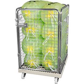 Drahtgitterbehälter 4-seitig, 1020 auf Kunststoffrollbehälter, grau RAL7032