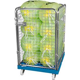 Drahtgitterbehälter 4-seitig, 1020 auf Kunststoffrollbehälter, lichtgrau RAL5012