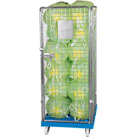 Drahtgitterbehälter 4-seitig, 1600 auf Kunststoffrollbehälter