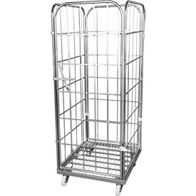 Drahtgitterbehälter 4-seitig 1600 auf Metallrollplatte