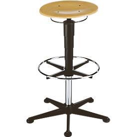 Drehhocker 9469, mit Gleiter und Fußring, Buche Schichtholz