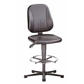 Drehstuhl 9651 ESD, Kunstleder, mit Gleiter und Fußring, Skai grau