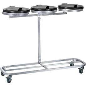 Dreifach-Abfallsammlerwagen, fahrbar