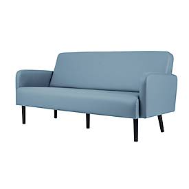 Dreisitzer Sofa easyChair® by Paperflow LISBOA, Stoffbezug blau, Fußgestell schwarz, B 1590 x T 550 x H 430 mm