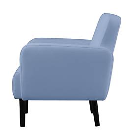 Dreisitzer Sofa meet by Paperflow LISBOA, desinfektionsmittelbeständiger Kunstlederbezug blau, Fußgestell schwarz, B 1590 x T 550 x H 430 mm