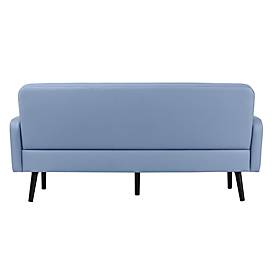 Dreisitzer Sofa meet by Paperflow LISBOA, desinfektionsmittelbeständiger Kunstlederbezug blau, Fußgestell schwarz, B 1590 x T 550 x H 430 mm