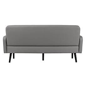 Dreisitzer Sofa meet by Paperflow LISBOA, desinfektionsmittelbeständiger Kunstlederbezug grau, Fußgestell schwarz, B 1760 x T 815 x H 830 mm