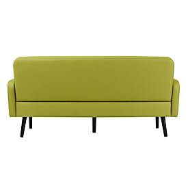 Dreisitzer Sofa meet by Paperflow LISBOA, desinfektionsmittelbeständiger Kunstlederbezug grün, Fußgestell schwarz, B 1760 x T 815 x H 830 mm
