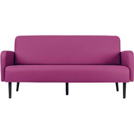 Dreisitzer Sofa meet by Paperflow LISBOA, desinfektionsmittelbeständiger Kunstlederbezug lila, Fußgestell schwarz, B 1760 x T 815 x H 830 mm