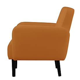 Dreisitzer Sofa meet by Paperflow LISBOA, desinfektionsmittelbeständiger Kunstlederbezug orange, Fußgestell schwarz, B 1590 x T 550 x H 430 mm