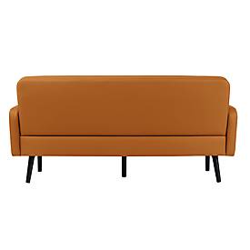 Dreisitzer Sofa meet by Paperflow LISBOA, desinfektionsmittelbeständiger Kunstlederbezug orange, Fußgestell schwarz, B 1590 x T 550 x H 430 mm