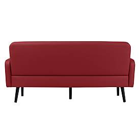 Dreisitzer Sofa meet by Paperflow LISBOA, desinfektionsmittelbeständiger Kunstlederbezug rot, Fußgestell schwarz, B 1760 x T 815 x H 830 mm