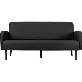Dreisitzer Sofa meet by Paperflow LISBOA, desinfektionsmittelbeständiger Kunstlederbezug schwarz, Fußgestell schwarz, B 1590 x T 550 x H 430 mm
