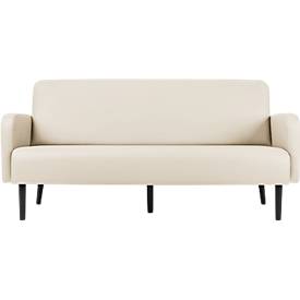 Dreisitzer Sofa meet by Paperflow LISBOA, desinfektionsmittelbeständiger Kunstlederbezug weiß, Fußgestell schwarz, B 1760 x T 815 x H 830 mm