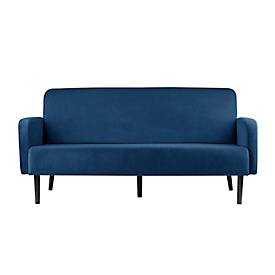 Dreisitzer Sofa meet by Paperflow LISBOA, Samtbezug blau, Fußgestell schwarz, B 1590 x T 550 x H 430 mm