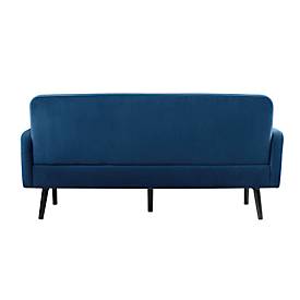 Dreisitzer Sofa meet by Paperflow LISBOA, Samtbezug blau, Fußgestell schwarz, B 1590 x T 550 x H 430 mm