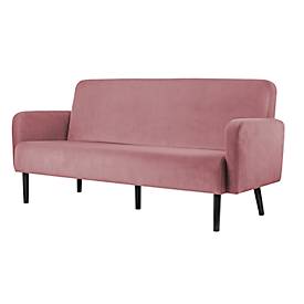 Dreisitzer Sofa meet by Paperflow LISBOA, Samtbezug pink, Fußgestell schwarz, B 1760 x T 815 x H 830 mm