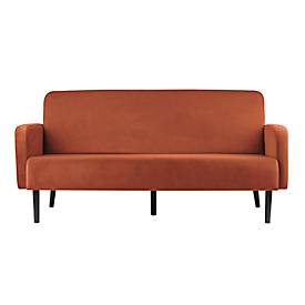 Dreisitzer Sofa meet by Paperflow LISBOA, Samtbezug rostfarben, Fußgestell schwarz, B 1760 x T 815 x H 830 mm