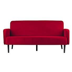 Dreisitzer Sofa meet by Paperflow LISBOA, Samtbezug rot, Fußgestell schwarz, B 1760 x T 815 x H 830 mm