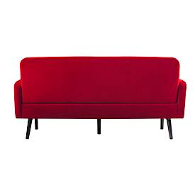 Dreisitzer Sofa meet by Paperflow LISBOA, Samtbezug rot, Fußgestell schwarz, B 1760 x T 815 x H 830 mm