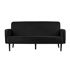 Dreisitzer Sofa meet by Paperflow LISBOA, Samtbezug schwarz, Fußgestell schwarz, B 1590 x T 550 x H 430 mm