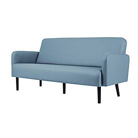 Dreisitzer Sofa meet by Paperflow LISBOA, Stoffbezug blau, Fußgestell schwarz, B 1590 x T 550 x H 430 mm