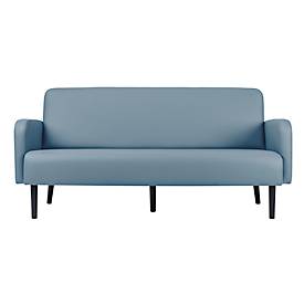 Dreisitzer Sofa meet by Paperflow LISBOA, Stoffbezug blau, Fußgestell schwarz, B 1590 x T 550 x H 430 mm