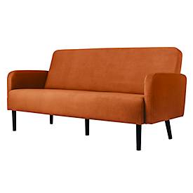 Dreisitzer Sofa meet by Paperflow LISBOA, Stoffbezug braun, Fußgestell schwarz, B 1760 x T 815 x H 830 mm