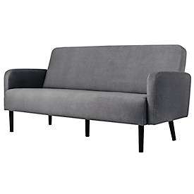 Dreisitzer Sofa meet by Paperflow LISBOA, Stoffbezug grau, Fußgestell schwarz, B 1760 x T 815 x H 830 mm