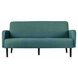 Dreisitzer Sofa meet by Paperflow LISBOA, Stoffbezug grün, Fußgestell schwarz, B 1590 x T 550 x H 430 mm