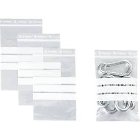 Druckverschlussbeutel, Polyethylen, 100 × 150 mm, 50 µm, 50% Regeneratanteil, 3 Beschriftungsfelder, transparent, 1000 Stk.