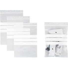 Druckverschlussbeutel, Polyethylen, 160 × 220 mm, 50 µm, 50% Regeneratanteil, 3 Beschriftungsfelder, transparent, 1000 Stk.