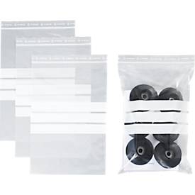 Druckverschlussbeutel, Polyethylen, 200 × 300 mm, 50 µm, 50% Regeneratanteil, 3 Beschriftungsfelder, transparent, 1000 Stk.